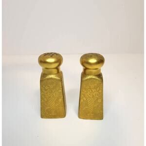 Antique Bavarian Golden Salt and Pepper Shakers Collectible Kitchen Dining